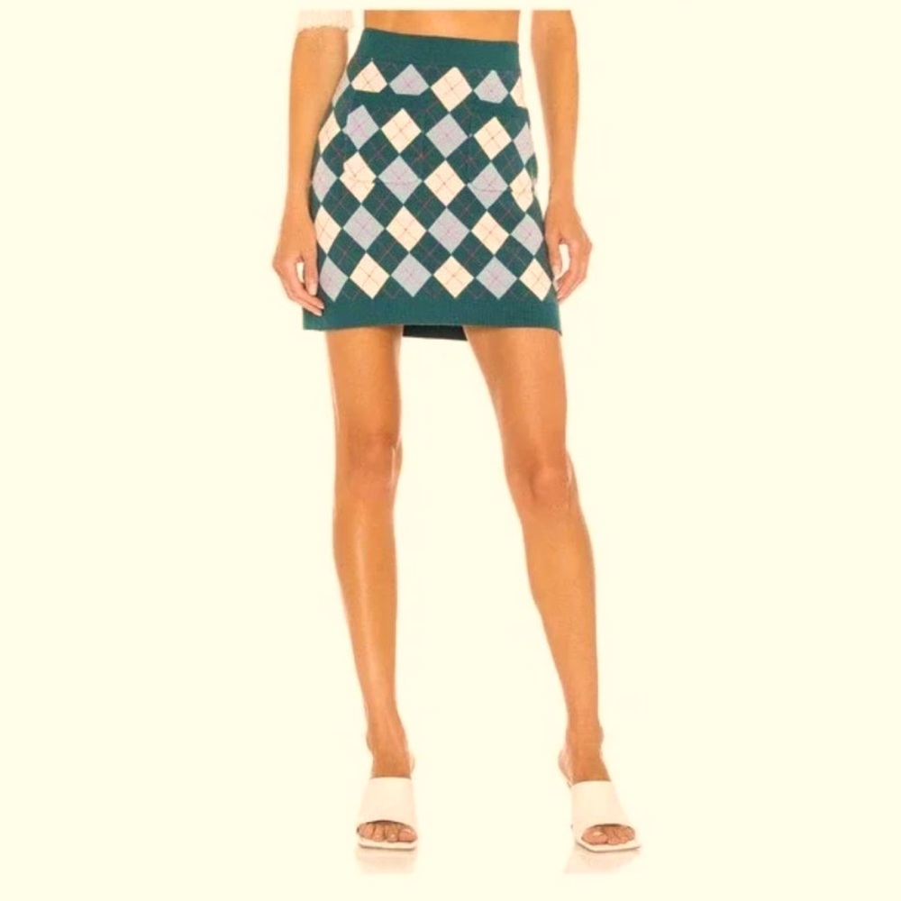 🔥NWT Free People Argyle Viola Sweater Mini Skirt. Size L. All offers considered